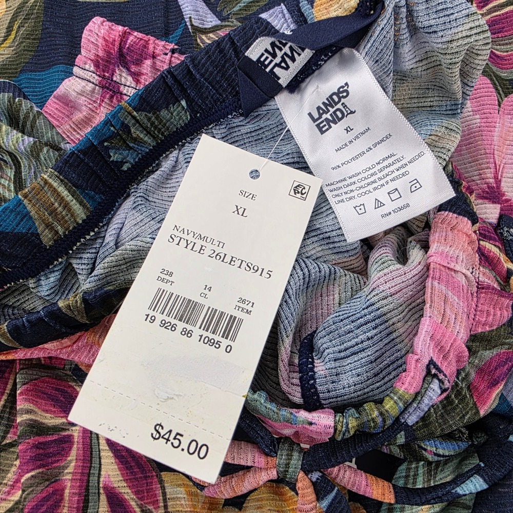 Lands End Tropical Floral Wide Leg Swim Cover-Up Pants Navy Multi XL 605 - Picture 5 of 7